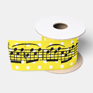 Musiknoten von Yellow Polka Dot Satin Ribbon Satinband