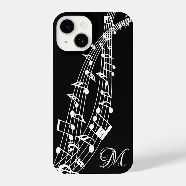 Musiknoten Vorgabe-Name des Monogramms iPhone 14 Hülle (Rückseite)