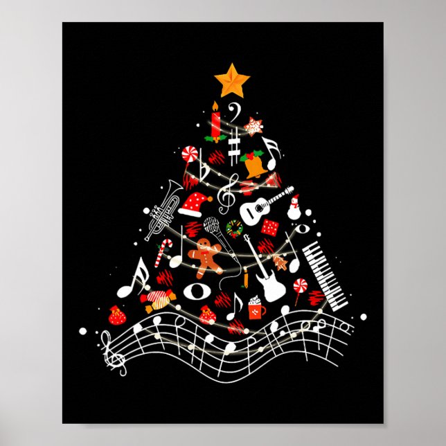 Musiknoten Weihnachtsbaum Musical Teacher Music X Poster (Vorne)