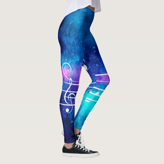 Musiknoten Weltraum Leggings (Rechts)