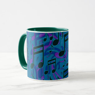 Musiknoten Wirbles musikalisches Muster Blau Grün Tasse