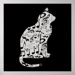 Musiknotens Cat Lover - Minimalistisch Musiker Poster
