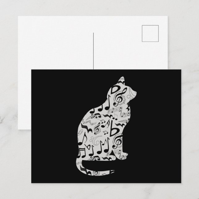 Musiknotens Cat Lover - Minimalistisch Musiker Postkarte (Vorne/Hinten)