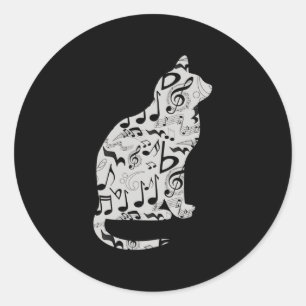Musiknotens Cat Lover - Minimalistisch Musiker Runder Aufkleber