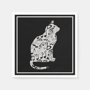 Musiknotens Cat Lover - Minimalistisch Musiker Serviette