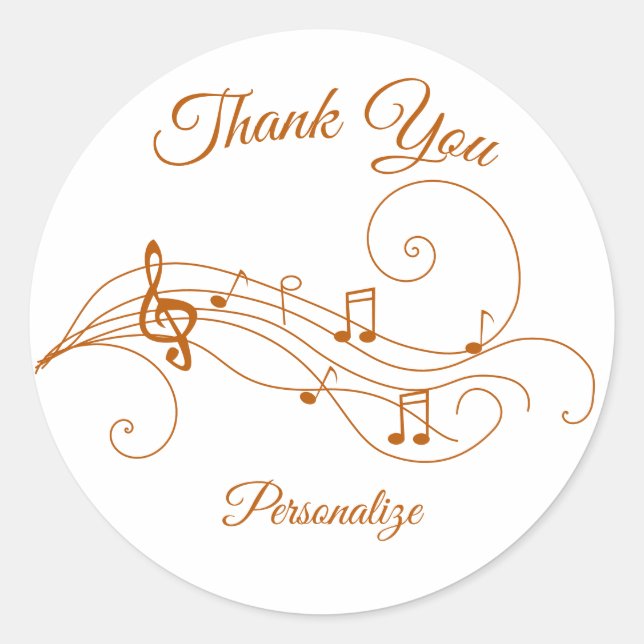 Musiknotens Sheet Music - Danke, dass Sie personal Runder Aufkleber (Vorderseite)