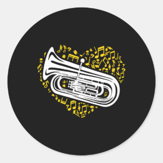 Musiknotens Tuba Tubist Music Tuba Player Marching Runder Aufkleber