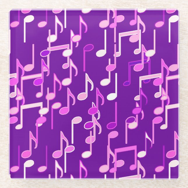 Musiknotes print - violett, lila, vielseitig glasuntersetzer (Vorderseite)