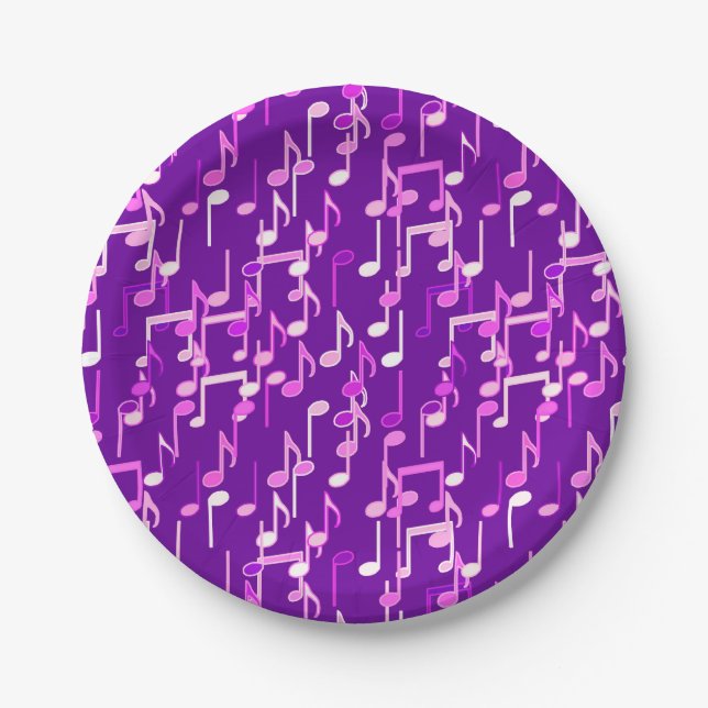 Musiknotes print - violett, lila, vielseitig pappteller (Vorderseite)