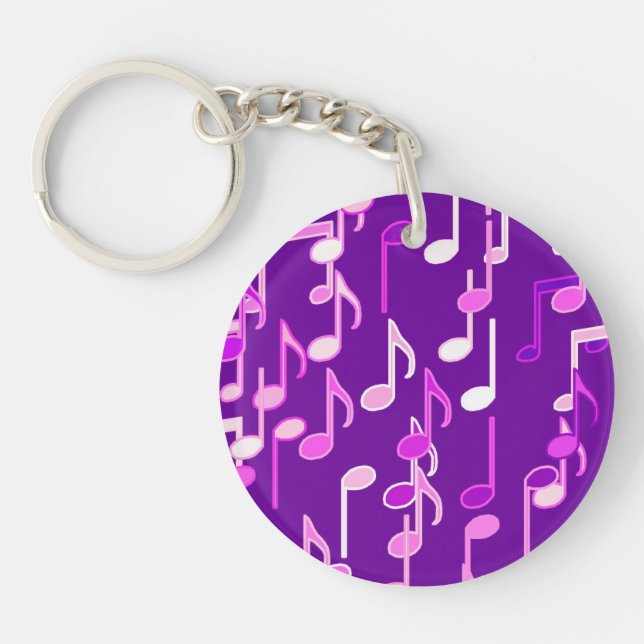 Musiknotes print - violett, lila, vielseitig schlüsselanhänger (Vorderseite)