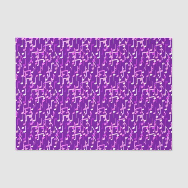 Musiknotes print - violett, lila, vielseitig seidenpapier (Vorderseite)
