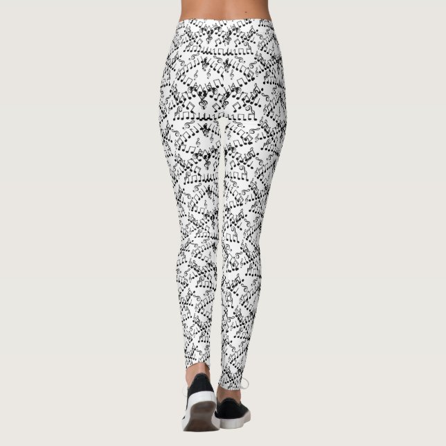 Musiknotizen Treble Clef Muster Leggings (Rückseite)
