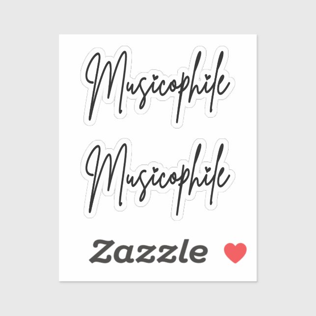 Musikophile Typo mit Liebe Herz, maßgeschneidert V Aufkleber (Blatt)