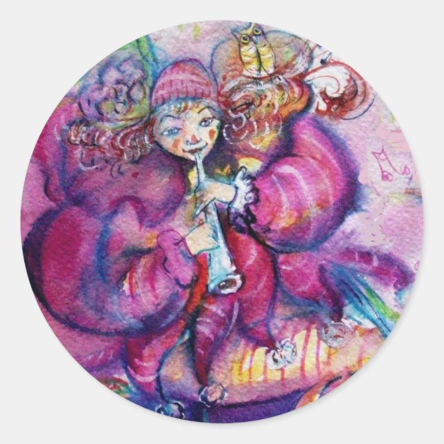MUSIKPINK CLOWN RUNDER AUFKLEBER (Vorderseite)