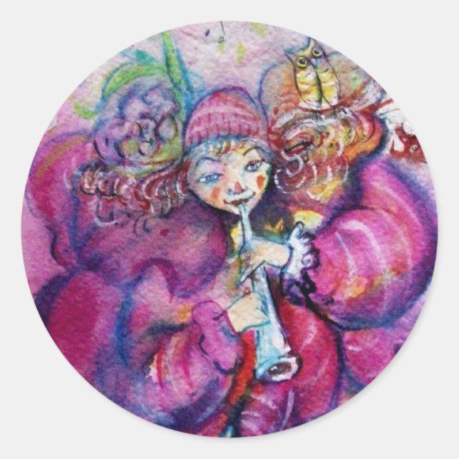 MUSIKPINK CLOWN RUNDER AUFKLEBER (Vorderseite)