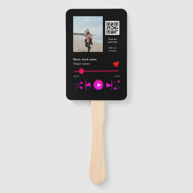 Musikplayer personalisiertes Paar Liebe q r Code t Fächer (Vorderseite)