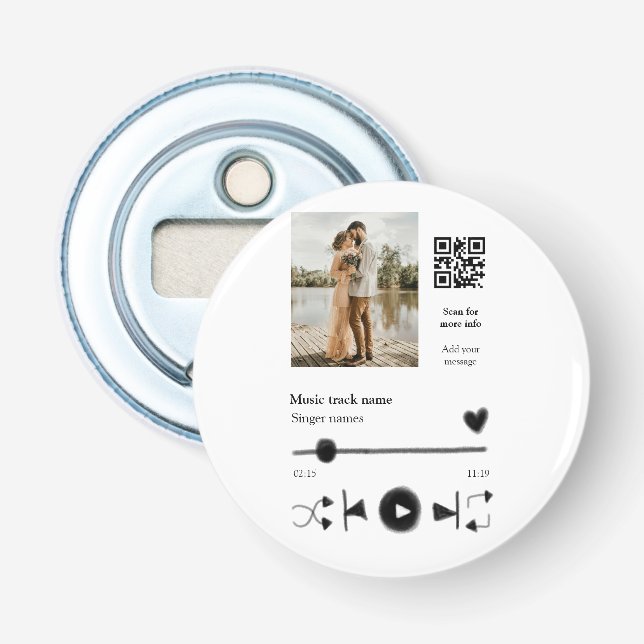 Musikplayer personalisiertes Paar Liebe q r Code t Flaschenöffner (Vorderseite)