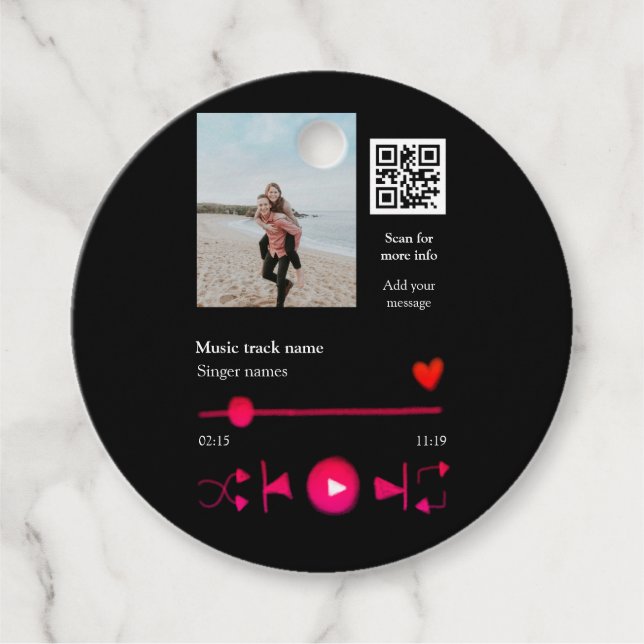 Musikplayer personalisiertes Paar Liebe q r Code t Geschenkanhänger (Vorderseite)