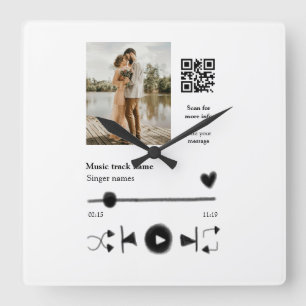 Musikplayer personalisiertes Paar Liebe q r Code t Quadratische Wanduhr