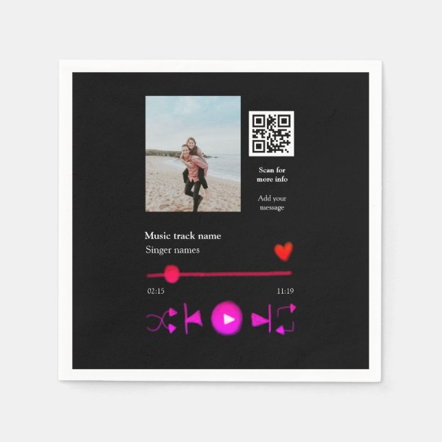Musikplayer personalisiertes Paar Liebe q r Code t Serviette (Vorderseite)