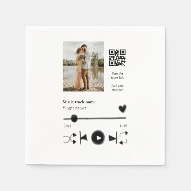 Musikplayer personalisiertes Paar Liebe q r Code t Serviette (Vorderseite)
