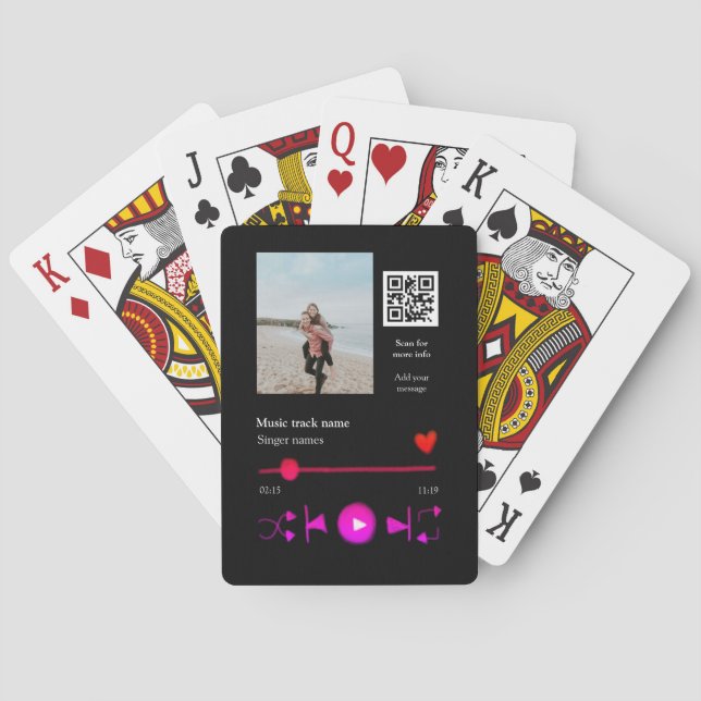Musikplayer personalisiertes Paar Liebe q r Code t Spielkarten (Rückseite)