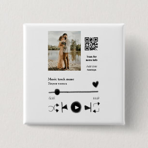 Musikplayer personalisiertes Paar Liebe QR-Code Te Button
