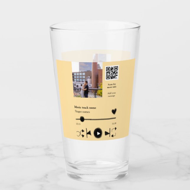 Musikplayer personalisiertes Paar Liebe QR-Code Te Glas (Vorderseite)