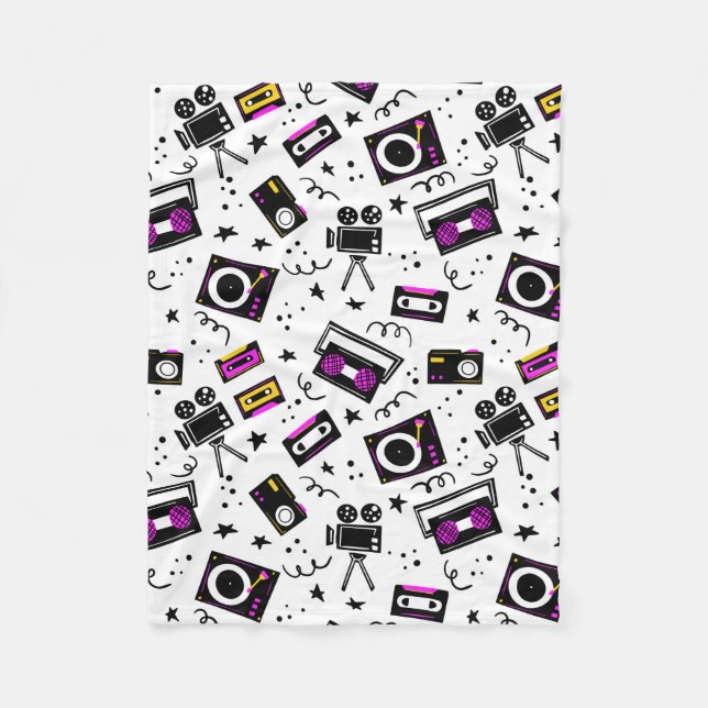 Musikplayer, Tonbandgerät, Videoband, Filmkamera, Fleecedecke (Vorderseite)