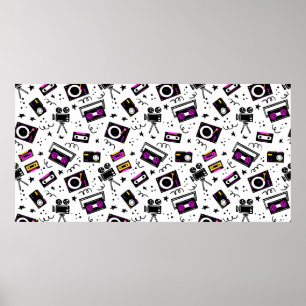 Musikplayer, Tonbandgerät, Videoband, Filmkamera, Poster