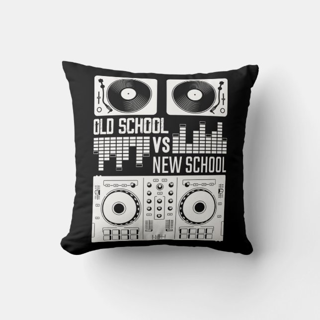 Musikproduzent DJ Alte Schule Vinyl Electro Techno Kissen (Vorderseite)