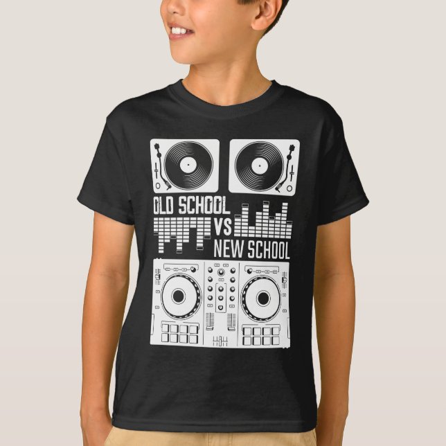 Musikproduzent DJ Alte Schule Vinyl Electro Techno T-Shirt (Vorderseite)