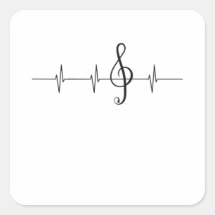 Musikpult - Musiker Herzschlag Clef Quadratischer Aufkleber