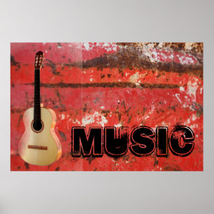 Musikrockgitarre-Rock-Jazz-Poster Poster
