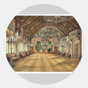 Musiksaal, Schloss Neuschwanstein, Oberbayern, Runder Aufkleber