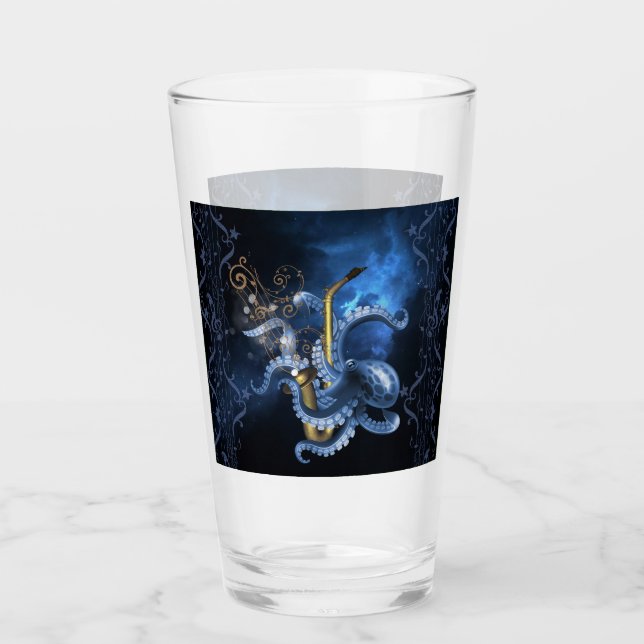 Musiksaxophon mit Oktopus Glas (Vorderseite)