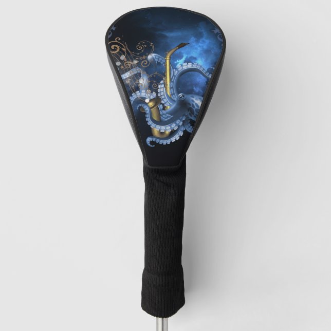 Musiksaxophon mit Oktopus Golf Headcover (Vorderseite)