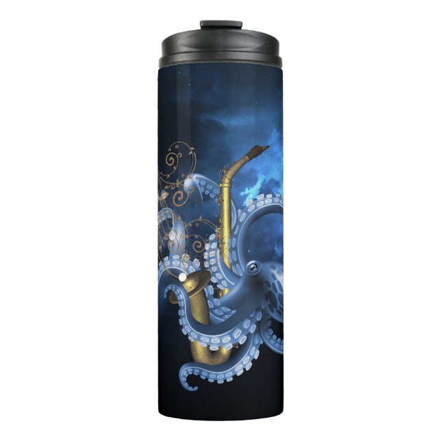 Musiksaxophon mit Oktopus Thermosbecher (Vorderseite)