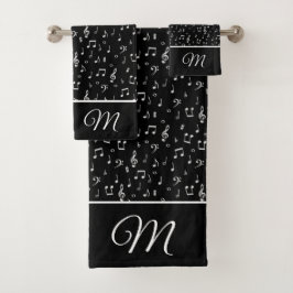 Musiksymbolen monogramm badhandtuch set