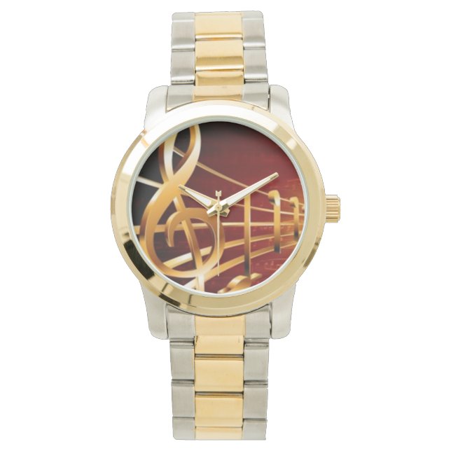 Musiktaste Golden - Armbanduhr (Vorderseite)