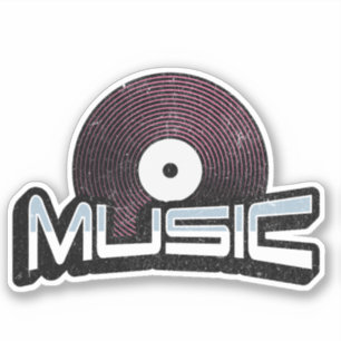 Musiktext mit Vinyl Record Aufkleber