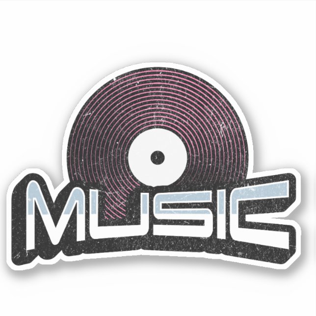 Musiktext mit Vinyl Record Aufkleber (Vorderseite)