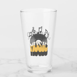 Musiktext mit Vinyl Record Glas