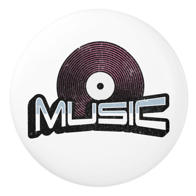 Musiktext mit Vinyl Record Keramikknauf (Vorderseite)