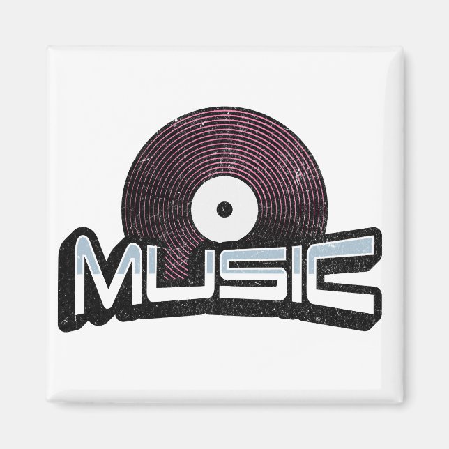 Musiktext mit Vinyl Record Magnet (Vorne)