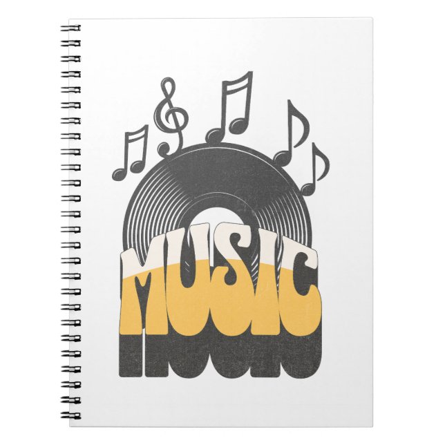 Musiktext mit Vinyl Record Notizblock (Vorderseite)