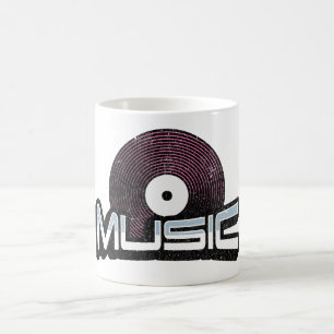 Musiktext mit Vinyl-Schallplatte Kaffeetasse