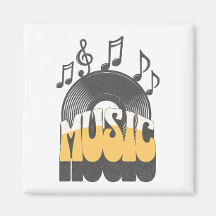 Musiktext mit Vinyl-Schallplatte Magnet