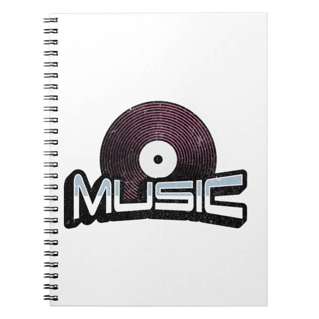 Musiktext mit Vinyl-Schallplatte Notizblock (Vorderseite)