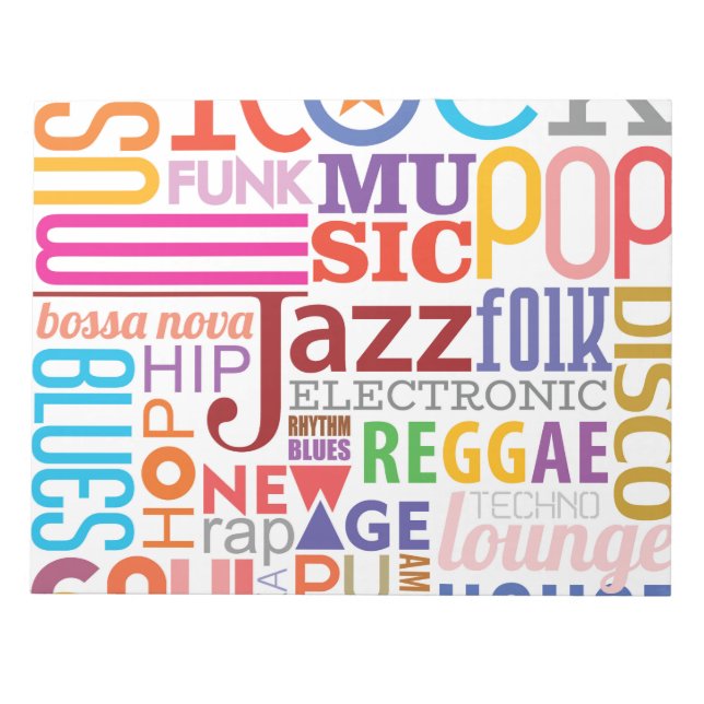 Musiktextstile Notizblock (Vorderseite)